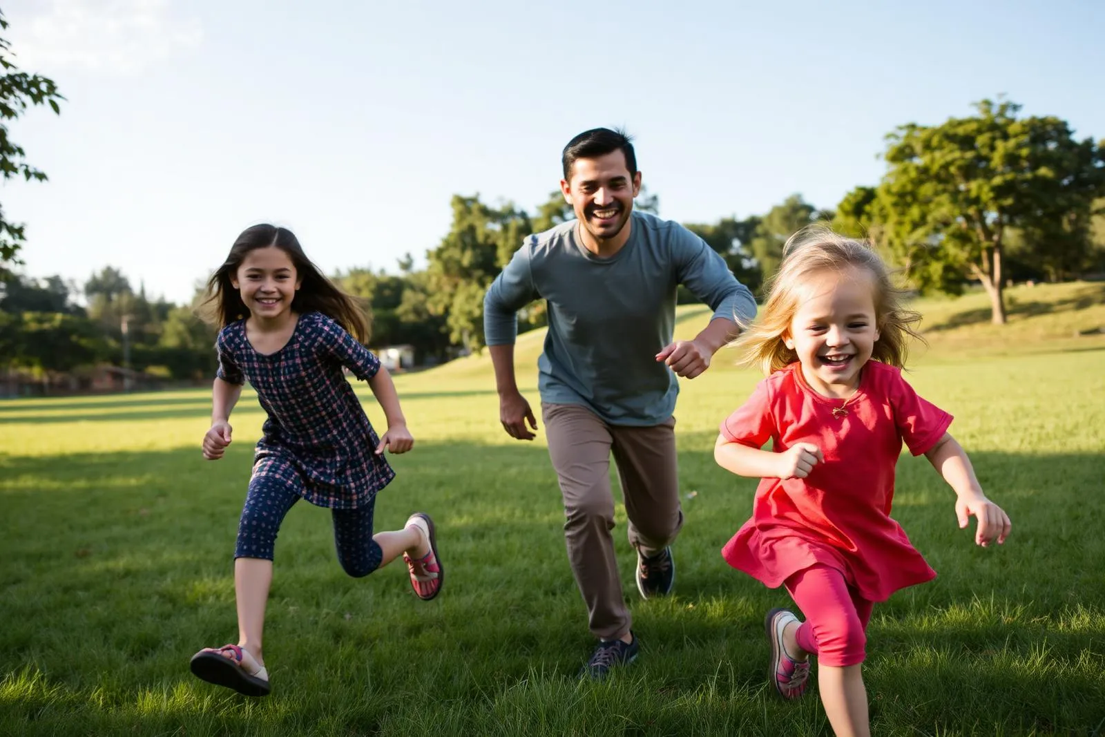 Família brincando ao ar livre em um parque